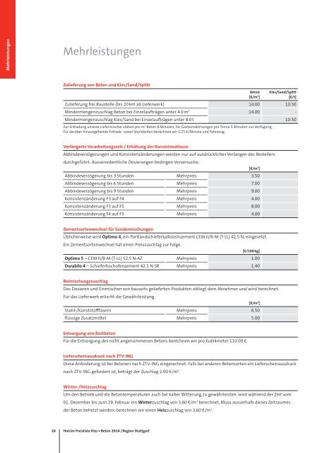 PreislisteKies + Beton 2014, Region Stuttgart, Holcim Kies und ...