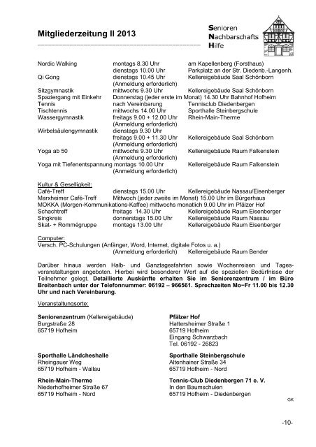 Mitgliederzeitung II 2013 - SeniorenNachbarschaftsHilfe