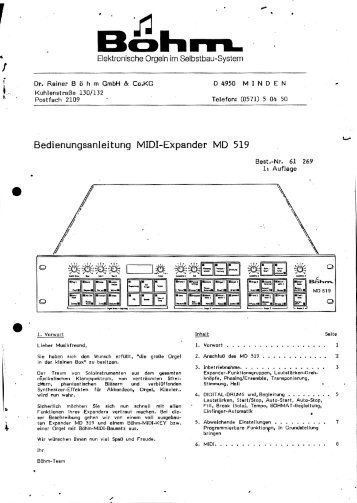 Bedienungsanleitung MIDI-Expander MD 519 ..