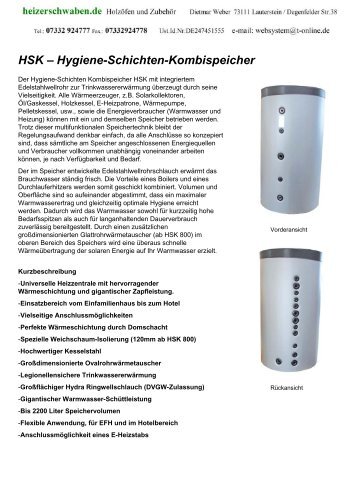 HSK – Hygiene-Schichten-Kombispeicher - Heizerschwaben