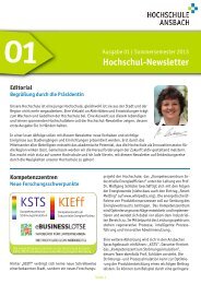 Newsletter 01 - Sommersemester 2013 - Hochschule Ansbach