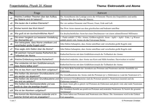 02 Elektrostatik, Atome mit Antworten