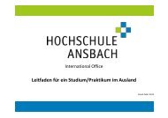 Leitfaden für ein Studium/Praktikum im Ausland - Hochschule Ansbach
