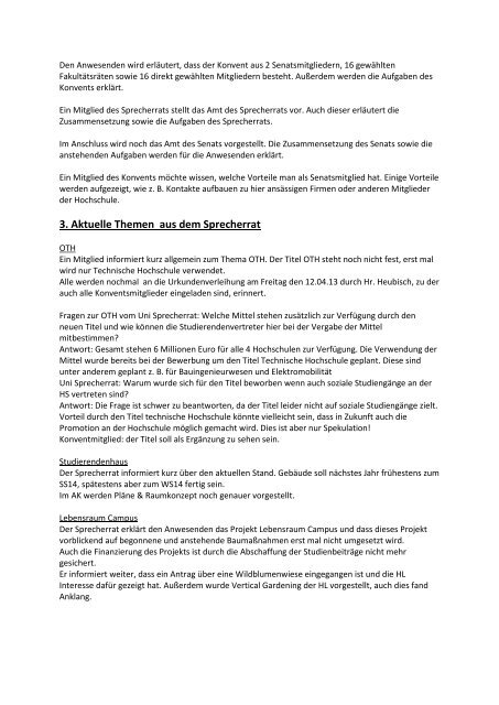 Protokoll der 2 - Hochschule Regensburg