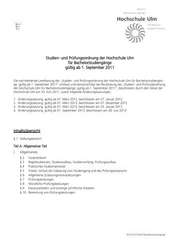 Studien- und Prüfungsordnung der Fachhochschule - Hochschule Ulm