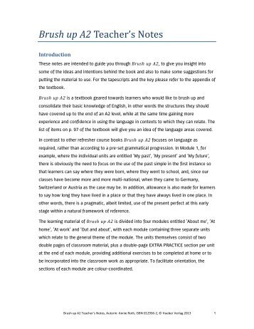 Brush up A2 Teacher's Notes - Hueber