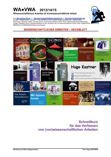 wissenschaftlichen Arbeiten - Hugo Kastner