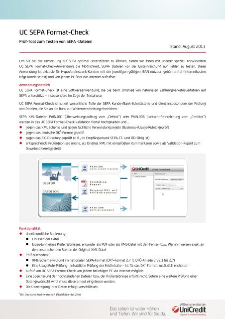 UC SEPA Format-Check - HypoVereinsbank