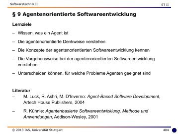 9 Agentenorientierte Softwareentwicklung - Universität Stuttgart