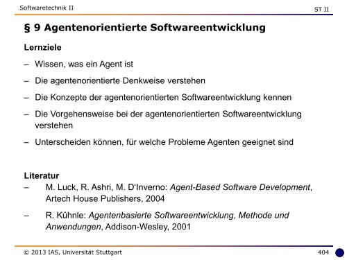 9 Agentenorientierte Softwareentwicklung - Universität Stuttgart