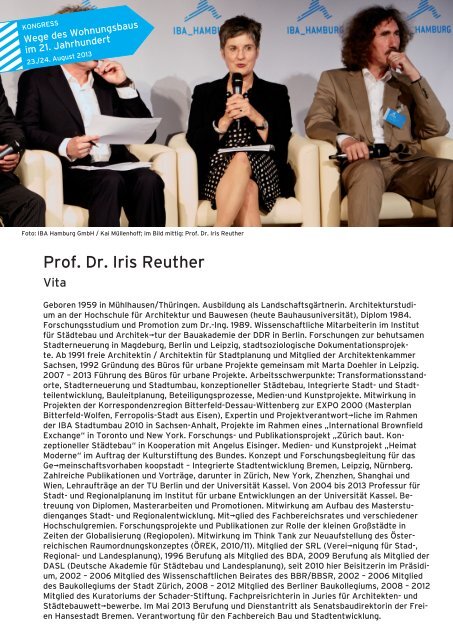 Prof. Dr. Iris Reuther - IBA Hamburg