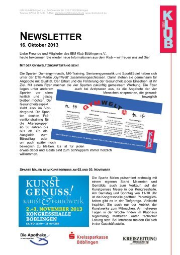 Newsletter vom 16.10.2013 - IBM Klub Böblingen eV