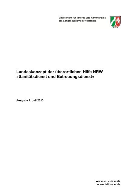 Landeskonzept der uberortlichen Hilfe NRW »Sanitatsdienst und ...