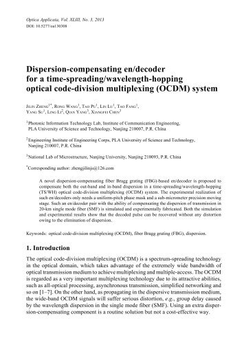 Dispersion-compensating en/decoder for a time-spreading ...
