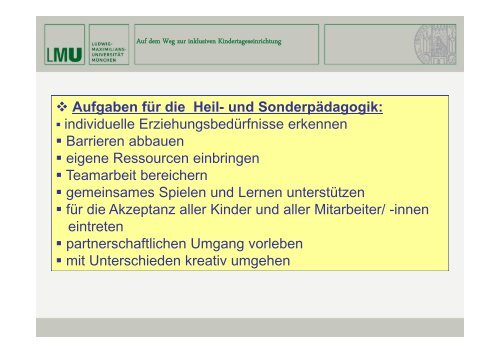 Auf dem Weg zur inklusiven Kindertageseinrichtung - IFP - Bayern