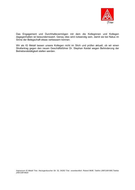 Pressemitteilung (PDF 21 KB) - IG Metall Trier
