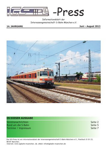 Juni-August - Interessengemeinschaft S-Bahn München e.V.