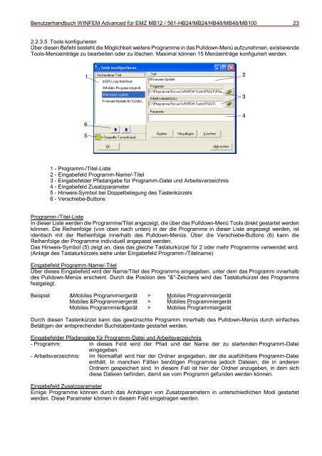 WINFEM Advanced für EMZ MB12/561-HB24/MB24/HB48/MB48 ...