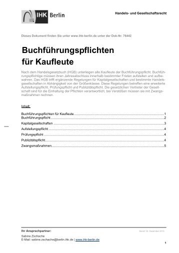 Buchführungspflichten für Kaufleute - IHK Berlin