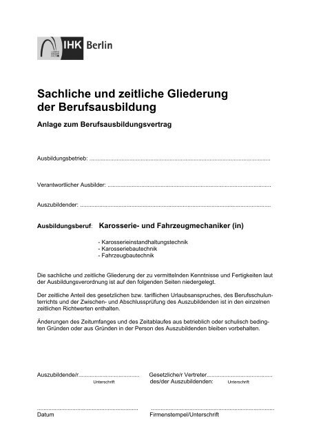 Sachlich zeitliche Gliederung - IHK Berlin