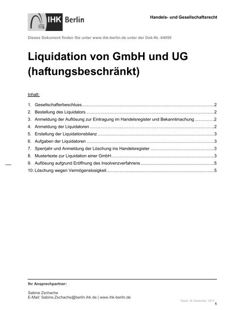 Liquidation Ihk Berlin