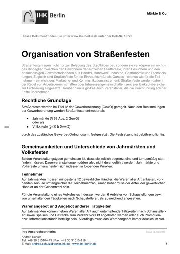 Organisation von Straßenfesten - IHK Berlin