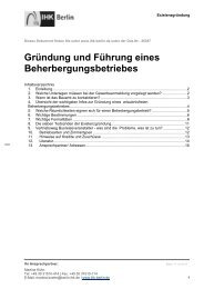 Gründung und Führung eines Beherbergungsbetriebes - IHK Berlin