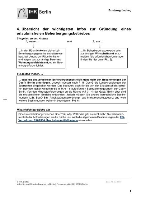 Gründung und Führung eines Beherbergungsbetriebes - IHK Berlin