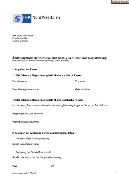 Änderungsantrag - und Handelskammer Nord Westfalen