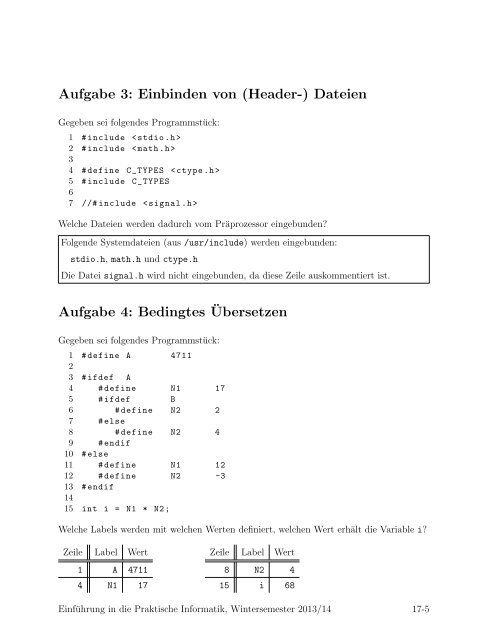 ¨Ubungspaket 17 Der gcc Compiler