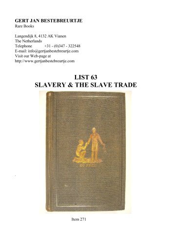 LIST 63 SLAVERY & THE SLAVE TRADE