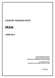 Country Guidance Note - Iran - Department of Immigration and ...