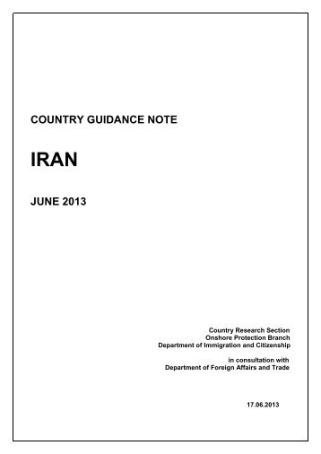 Country Guidance Note - Iran - Department of Immigration and ...