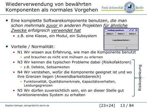 Wiederverwendung - Institut für Informatik - Freie Universität Berlin