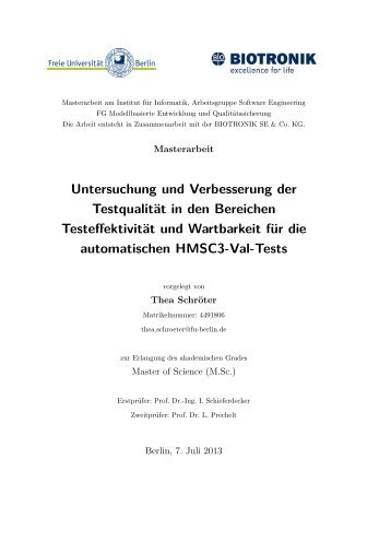 Untersuchung und Verbesserung der Testqualität in den Bereichen ...