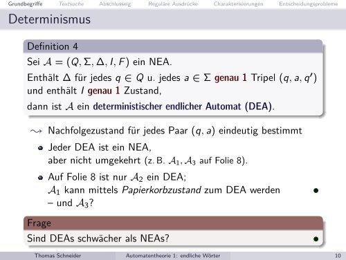 Automatentheorie und ihre Anwendungen Teil 1: endliche ...