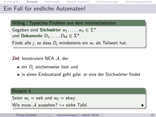 Automatentheorie und ihre Anwendungen Teil 1: endliche ...