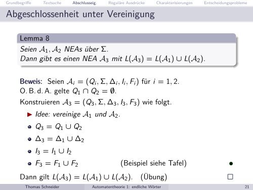 Automatentheorie und ihre Anwendungen Teil 1: endliche ...