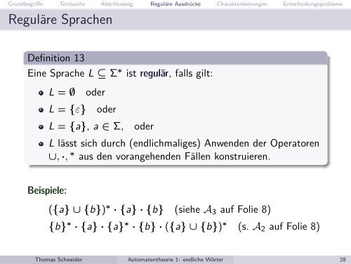 Automatentheorie und ihre Anwendungen Teil 1: endliche ...