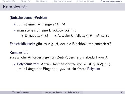 Automatentheorie und ihre Anwendungen Teil 1: endliche ...