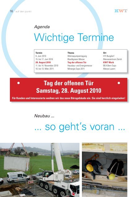 auf den Punkt - Ausgabe 01 2010 - KWT Kälte-Wärmetechnik AG