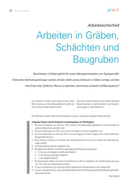 auf den Punkt - Ausgabe 01 2010 - KWT Kälte-Wärmetechnik AG