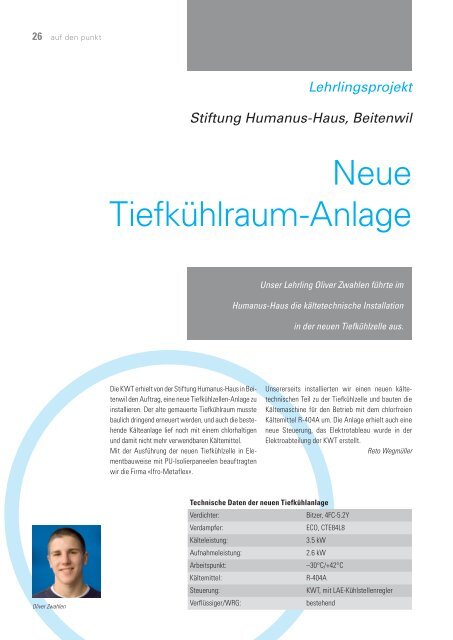 auf den Punkt - Ausgabe 01 2010 - KWT Kälte-Wärmetechnik AG