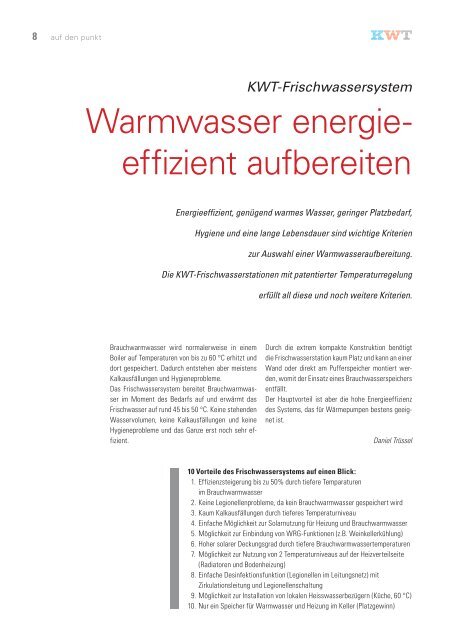 auf den Punkt - Ausgabe 01 2010 - KWT Kälte-Wärmetechnik AG