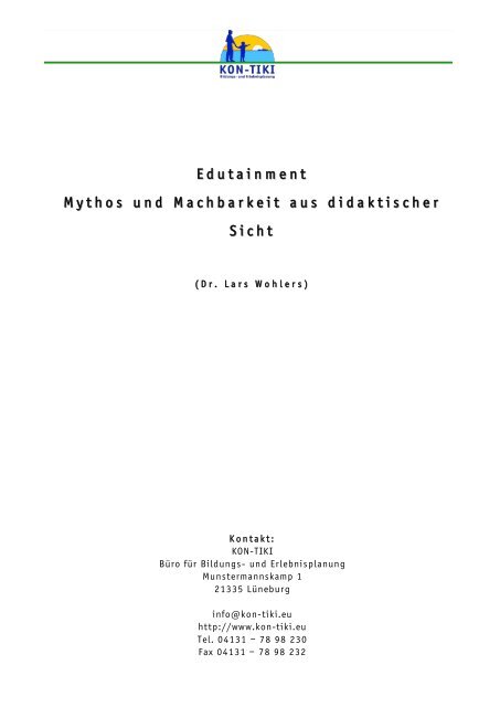 Edutainment - Mythos und Machbarkeit aus didaktischer Sicht