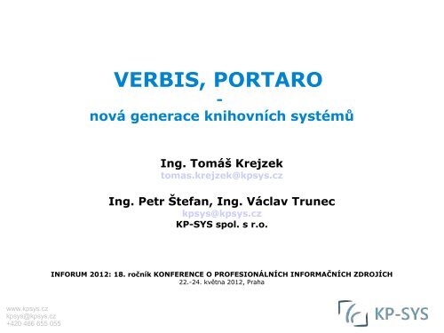 VERBIS, PORTARO - Inforum