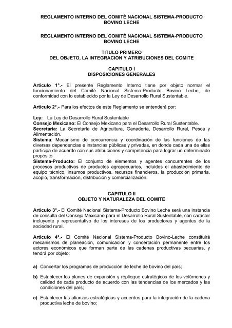 Reglamento Interno Comité Nacional Sistema ... - InfoRural.com.mx