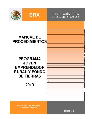 Manual de procedimientos Joven Emprendedor Rural 2010 - Sedatu