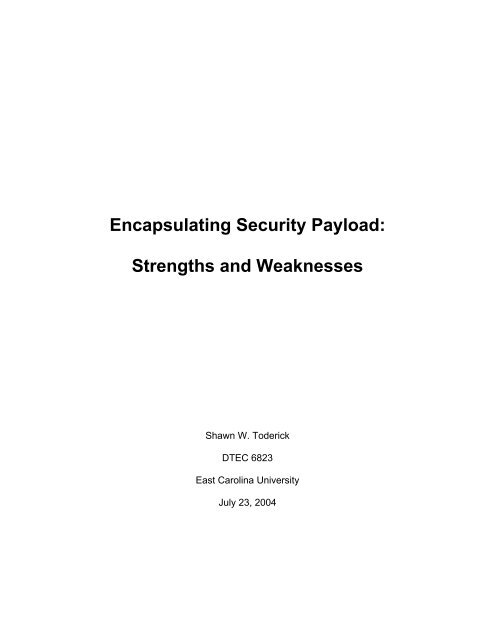 Encapsulating Security Payload: Strengths and Weaknesses