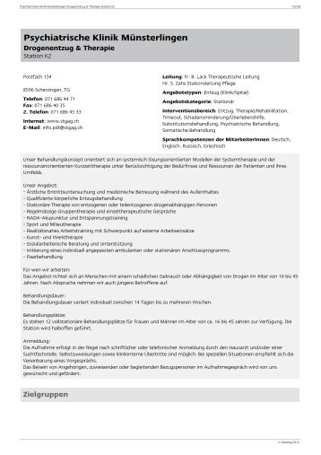 Psychiatrische Klinik Münsterlingen - Infoset